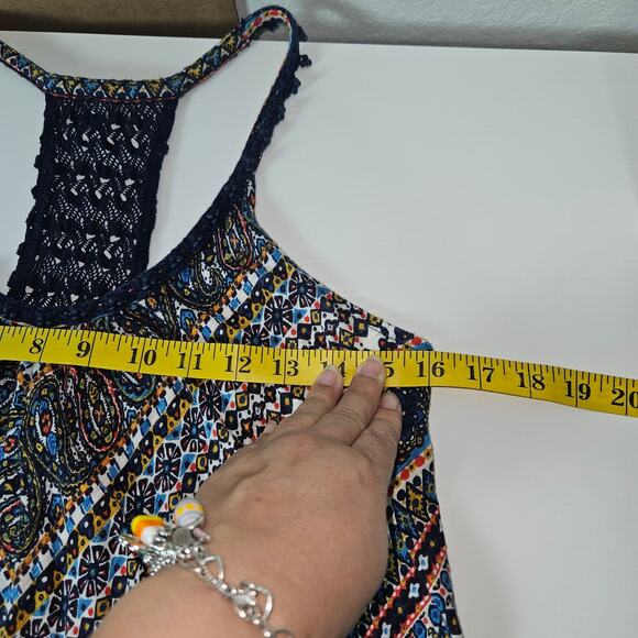 Lucky Brand "Live in Love" Paisley Tank Top Beaded Crochet Racerback Sz Medium - Picture 5 of 8
